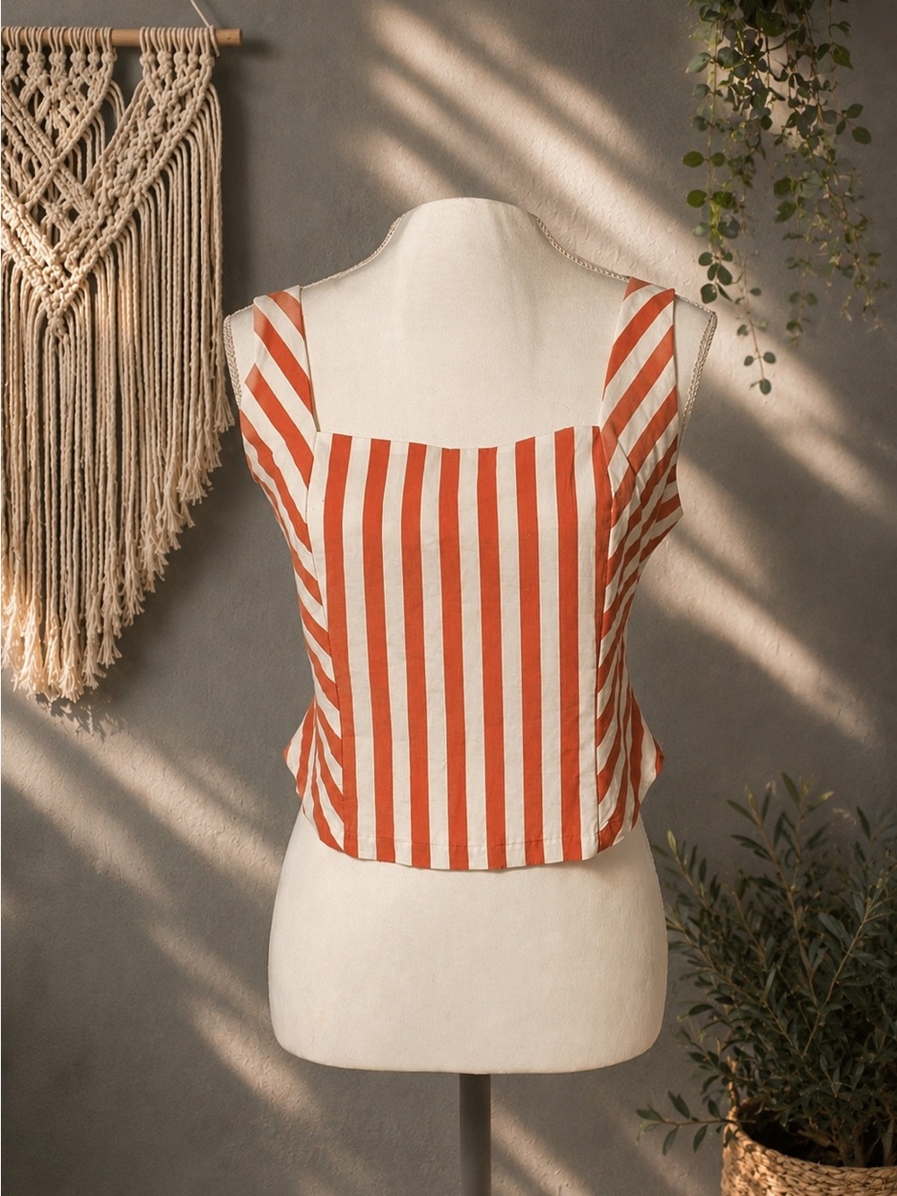 Maurices Brown and White Striped Sleeveless Top
